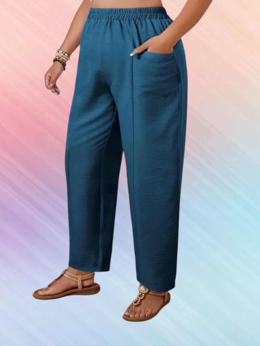 womens pants slacks size 3X relaxed fit front pockets color blue